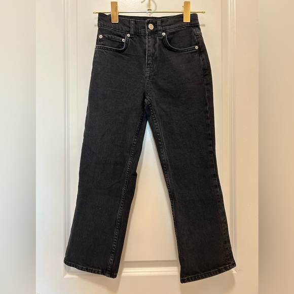 ASOS DESIGN Black Denim Straight Leg Cropped Petite Jeans Size 23 - Picture 6 of 16